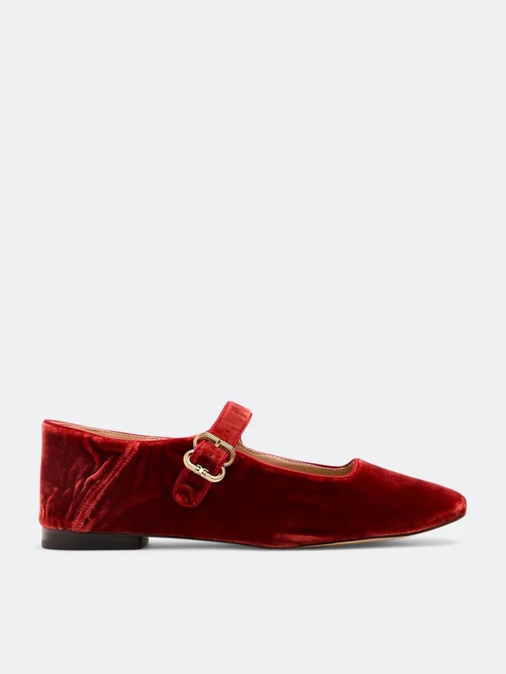 Sam Edelman Michaela Mary Jane flats in scarlet red velvet - Picture 4 of 11